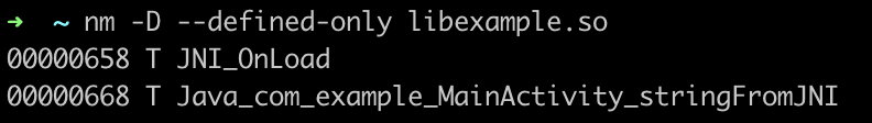 Figure 5 nm command to view the exported symbols of the so file